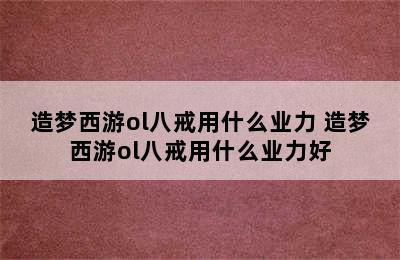 造梦西游ol八戒用什么业力 造梦西游ol八戒用什么业力好